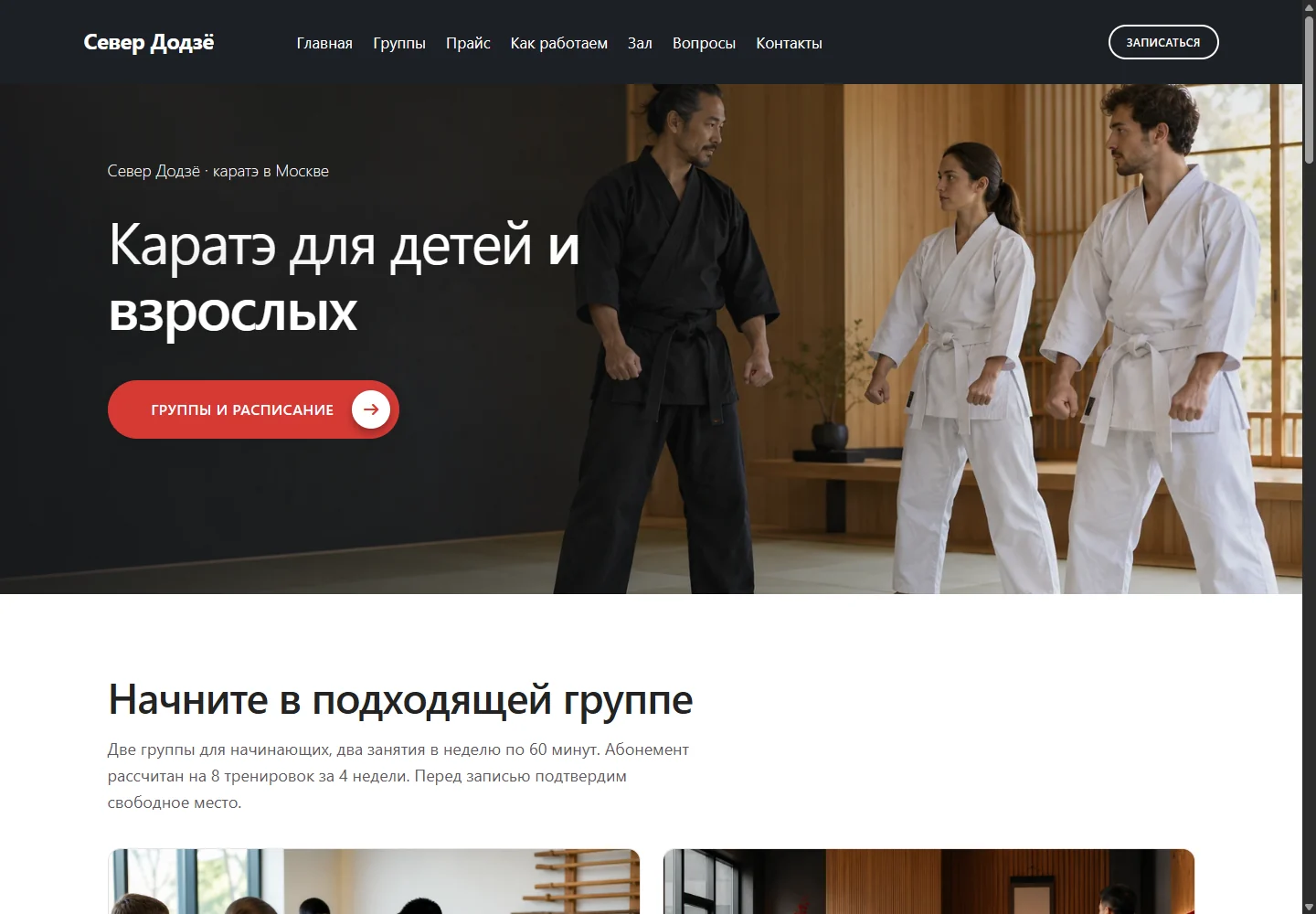 Превью сайта «Школа боевых искусств»